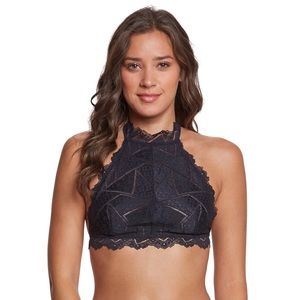 Free People Black Moonstruck Halter Bralette XS